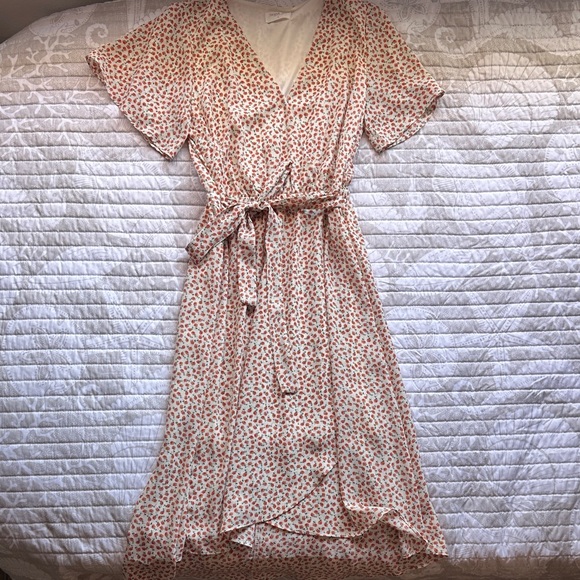 Sienna Sky Cream and Orange Floral Midi Dress - Picture 1 of 2